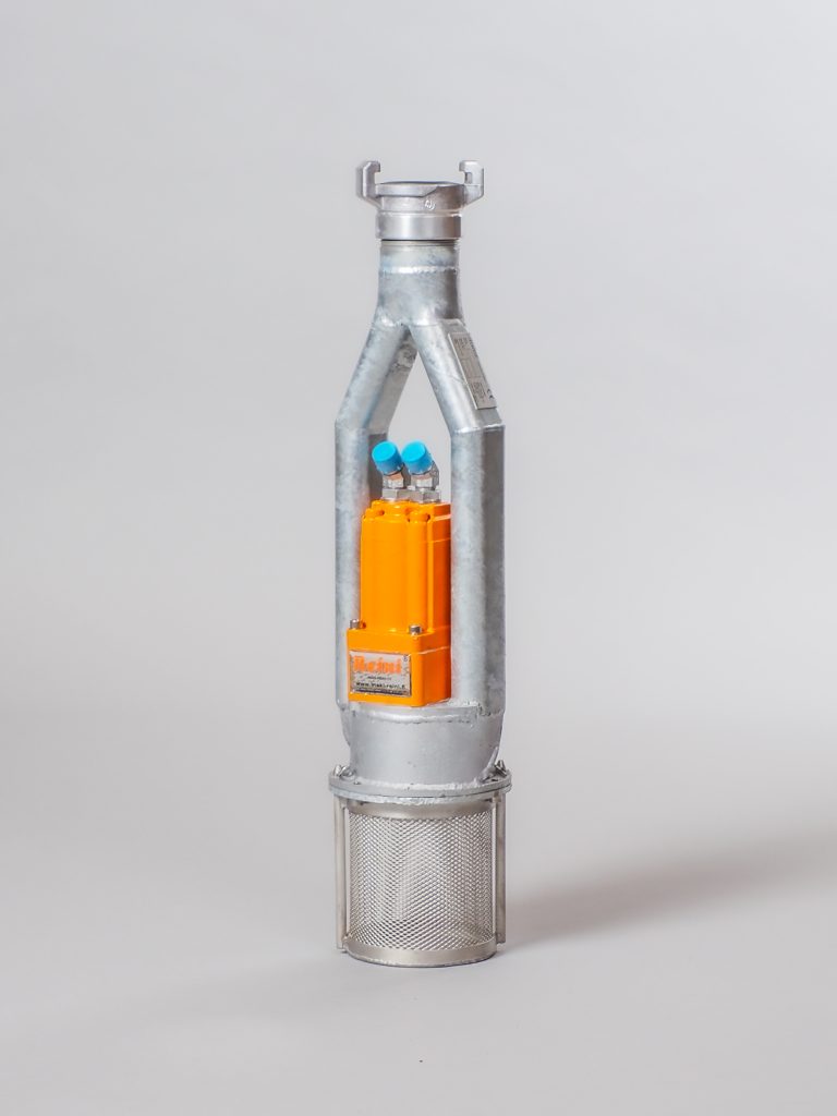 Compact hydraulic submersible pump with a 140 mm diameter and up to 800 l/min capacity. Ideal for dirty water and light slurry pumping.